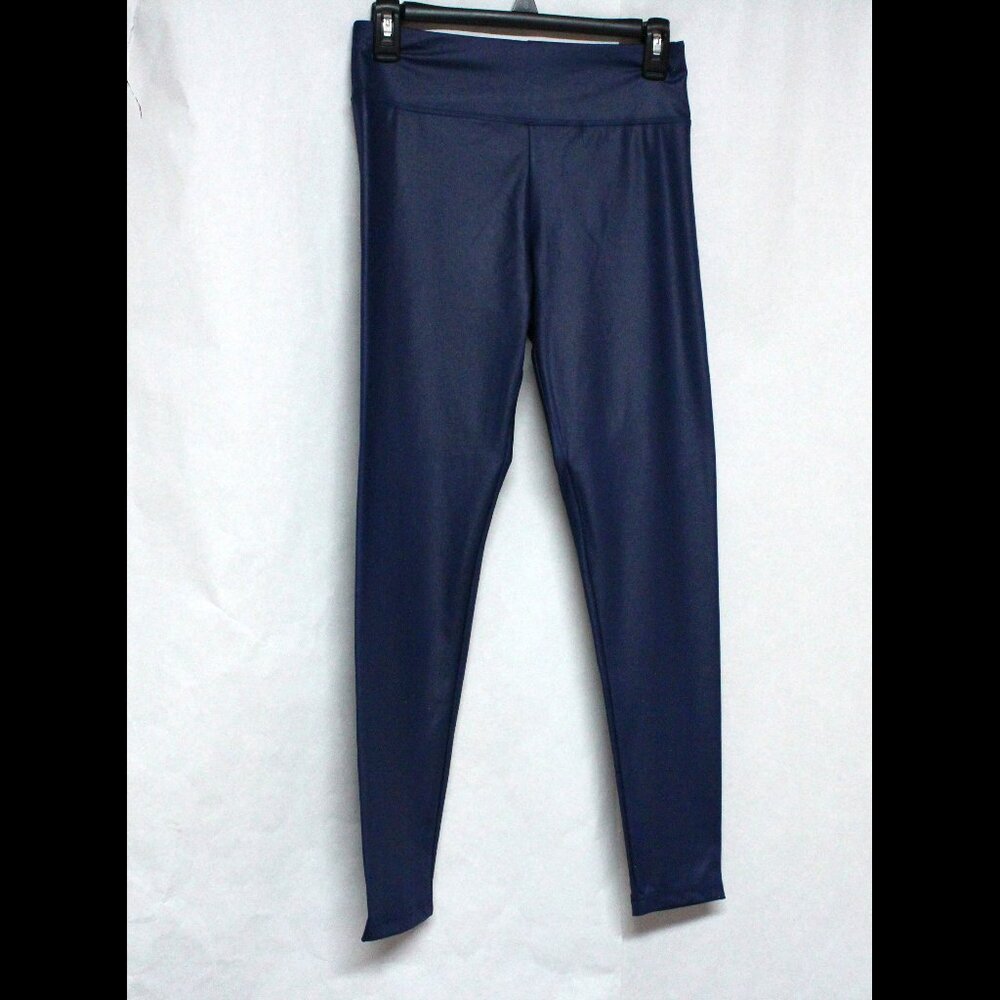 No Boundaries Medium 7 - 9 High Rise Ankle Length Sapphire Blue Liquid Leggings